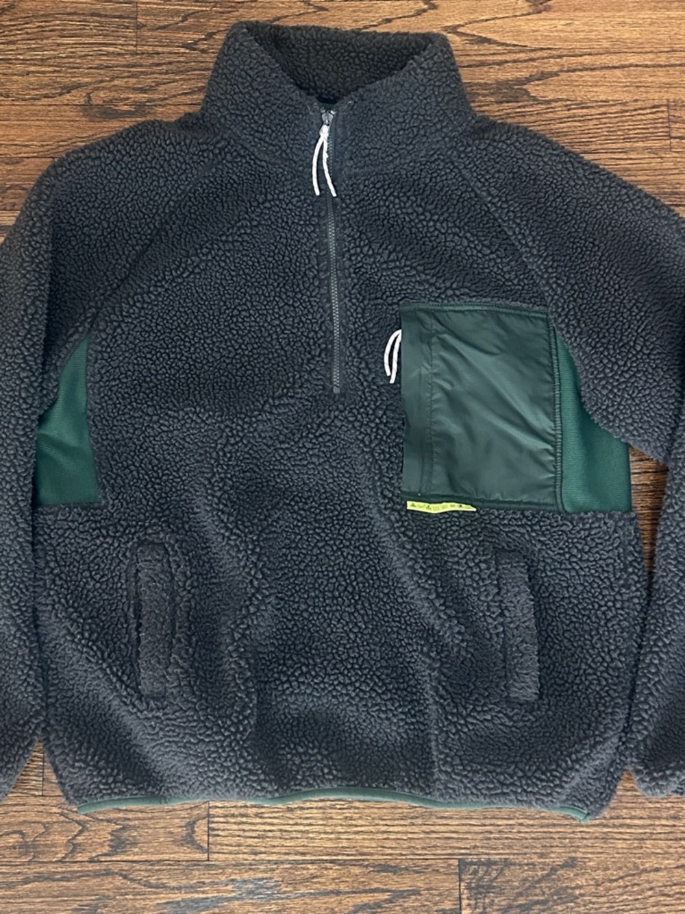 Random Golf Club - Dark Charcoal Sherpa Half-Zip Pullover with Green Pocket